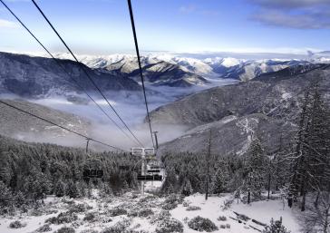 Ski in Port Ainé snowy landscape Pyrenees Lleida