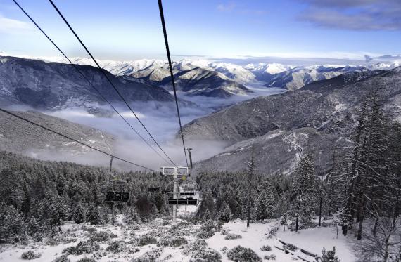 Ski in Port Ainé snowy landscape Pyrenees Lleida